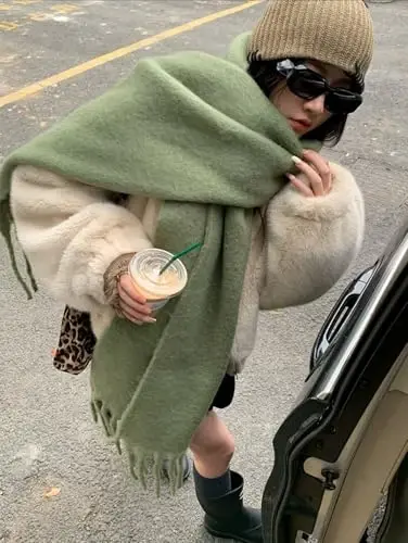 MININAI Women CasModazoneere Feel Scarf, Soft Warm Winter Scarf for Cold Weather, Christmas Blanket Scarves PasModazoneina Shawl Wrap - 5