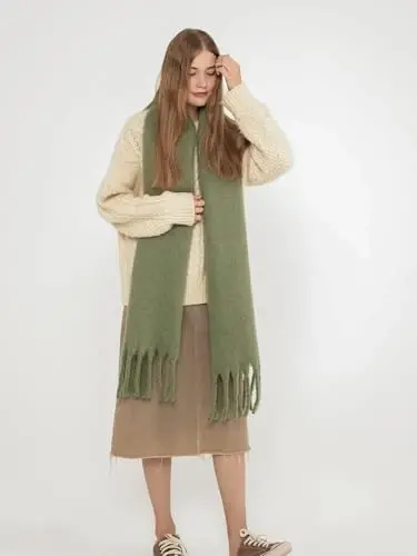 MININAI Women CasModazoneere Feel Scarf, Soft Warm Winter Scarf for Cold Weather, Christmas Blanket Scarves PasModazoneina Shawl Wrap - 6