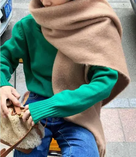 MININAI Women CasModazoneere Feel Scarf, Soft Warm Winter Scarf for Cold Weather, Christmas Blanket Scarves PasModazoneina Shawl Wrap - 5