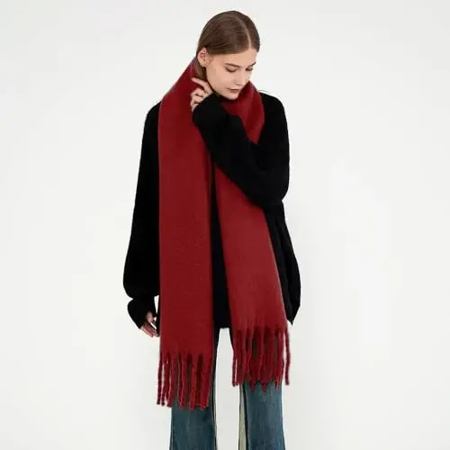 MININAI Women CasModazoneere Feel Scarf, Soft Warm Winter Scarf for Cold Weather, Christmas Blanket Scarves PasModazoneina Shawl Wrap - 2