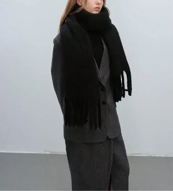 MININAI Women CasModazoneere Feel Scarf, Soft Warm Winter Scarf for Cold Weather, Christmas Blanket Scarves PasModazoneina Shawl Wrap - 4