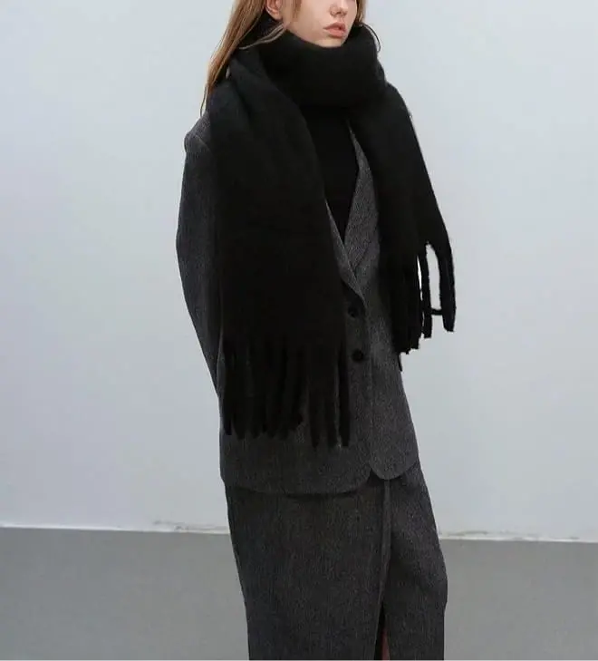 MININAI Women CasModazoneere Feel Scarf, Soft Warm Winter Scarf for Cold Weather, Christmas Blanket Scarves PasModazoneina Shawl Wrap - 4