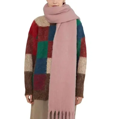 MININAI Women CasModazoneere Feel Scarf, Soft Warm Winter Scarf for Cold Weather, Christmas Blanket Scarves PasModazoneina Shawl Wrap 
