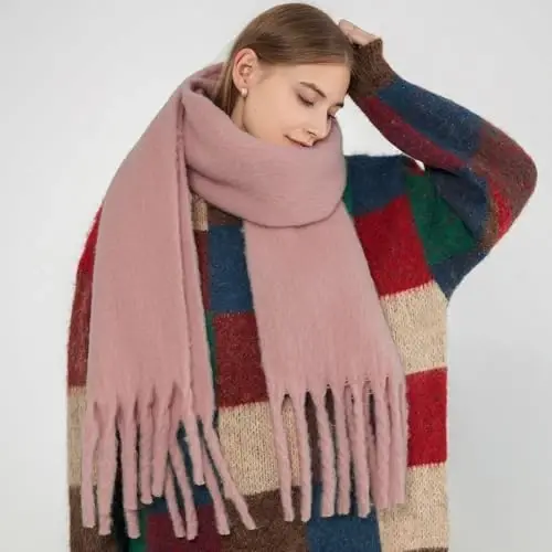 MININAI Women CasModazoneere Feel Scarf, Soft Warm Winter Scarf for Cold Weather, Christmas Blanket Scarves PasModazoneina Shawl Wrap - 3