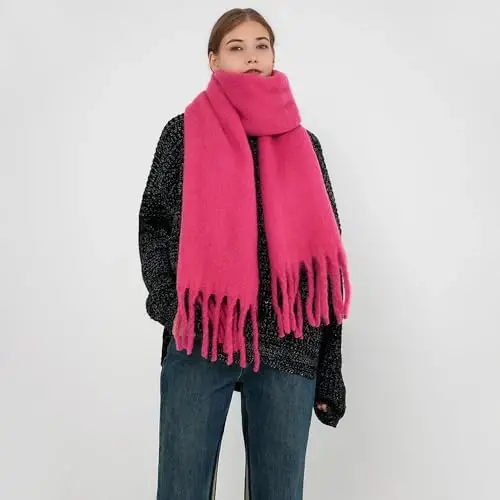 MININAI Women CasModazoneere Feel Scarf, Soft Warm Winter Scarf for Cold Weather, Christmas Blanket Scarves PasModazoneina Shawl Wrap - 3