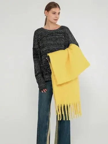 MININAI Women CasModazoneere Feel Scarf, Soft Warm Winter Scarf for Cold Weather, Christmas Blanket Scarves PasModazoneina Shawl Wrap - 5