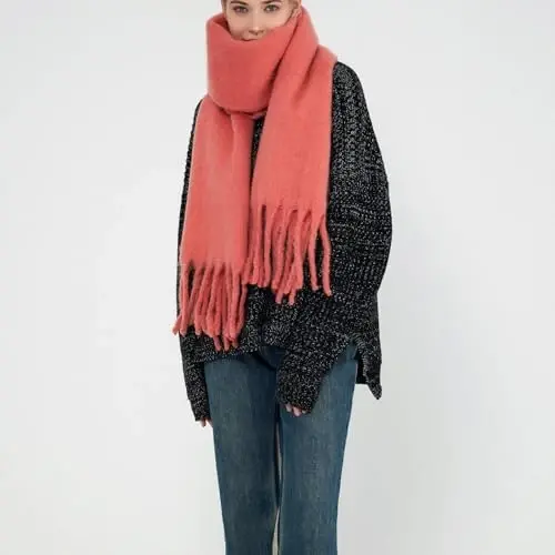 MININAI Women CasModazoneere Feel Scarf, Soft Warm Winter Scarf for Cold Weather, Christmas Blanket Scarves PasModazoneina Shawl Wrap - 6