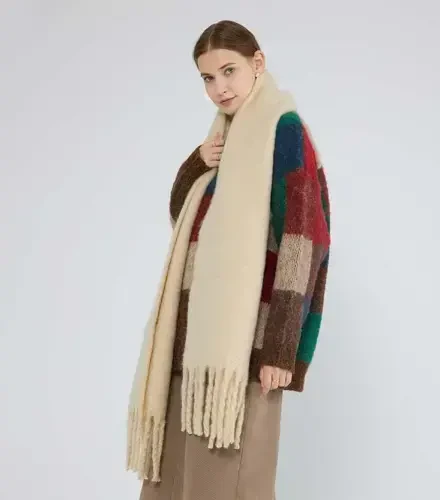 MININAI Women CasModazoneere Feel Scarf, Soft Warm Winter Scarf for Cold Weather, Christmas Blanket Scarves PasModazoneina Shawl Wrap - 6