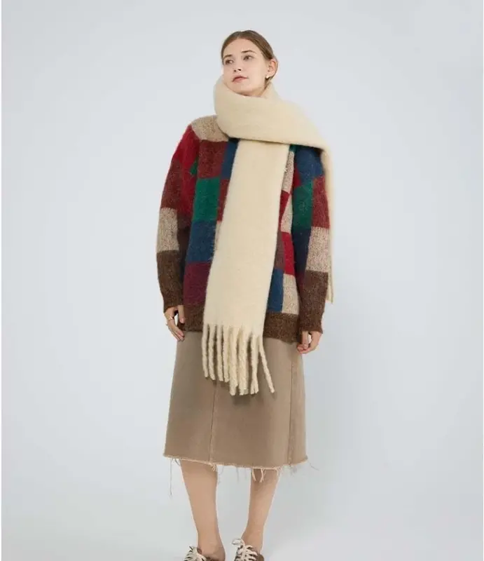 MININAI Women CasModazoneere Feel Scarf, Soft Warm Winter Scarf for Cold Weather, Christmas Blanket Scarves PasModazoneina Shawl Wrap - 5