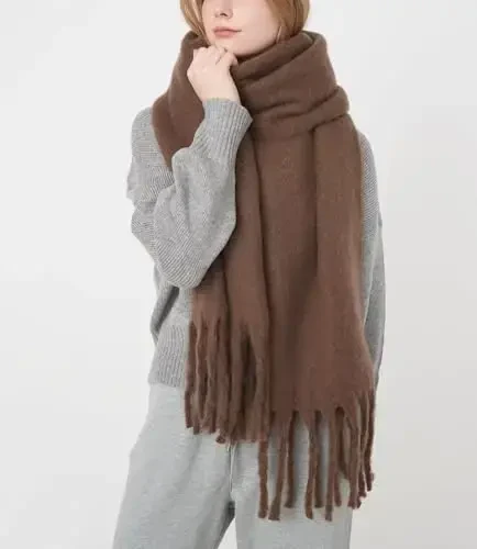 MININAI Women CasModazoneere Feel Scarf, Soft Warm Winter Scarf for Cold Weather, Christmas Blanket Scarves PasModazoneina Shawl Wrap - 6