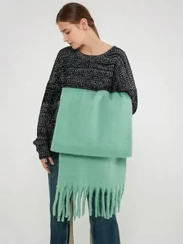 MININAI Women CasModazoneere Feel Scarf, Soft Warm Winter Scarf for Cold Weather, Christmas Blanket Scarves PasModazoneina Shawl Wrap - 4