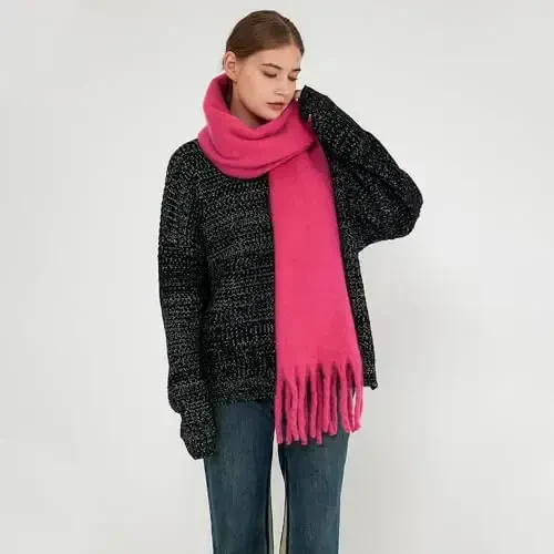 MININAI Women CasModazoneere Feel Scarf, Soft Warm Winter Scarf for Cold Weather, Christmas Blanket Scarves PasModazoneina Shawl Wrap - 4