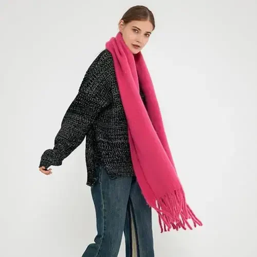 MININAI Women CasModazoneere Feel Scarf, Soft Warm Winter Scarf for Cold Weather, Christmas Blanket Scarves PasModazoneina Shawl Wrap - 5