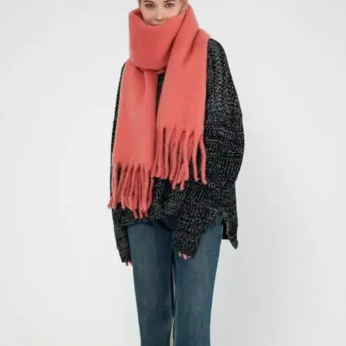 MININAI Women CasModazoneere Feel Scarf, Soft Warm Winter Scarf for Cold Weather, Christmas Blanket Scarves PasModazoneina Shawl Wrap - 6