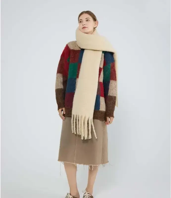 MININAI Women CasModazoneere Feel Scarf, Soft Warm Winter Scarf for Cold Weather, Christmas Blanket Scarves PasModazoneina Shawl Wrap - 5