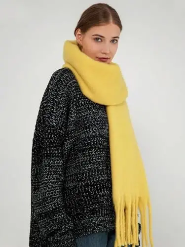 MININAI Women CasModazoneere Feel Scarf, Soft Warm Winter Scarf for Cold Weather, Christmas Blanket Scarves PasModazoneina Shawl Wrap - 4