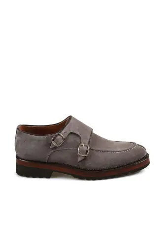 Mink 100% Leather Buckled Eva Sole Suede Casual Shoes - 1