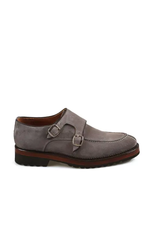 Mink 100% Leather Buckled Eva Sole Suede Casual Shoes - 1