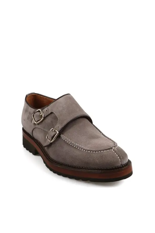 Mink 100% Leather Buckled Eva Sole Suede Casual Shoes - 2