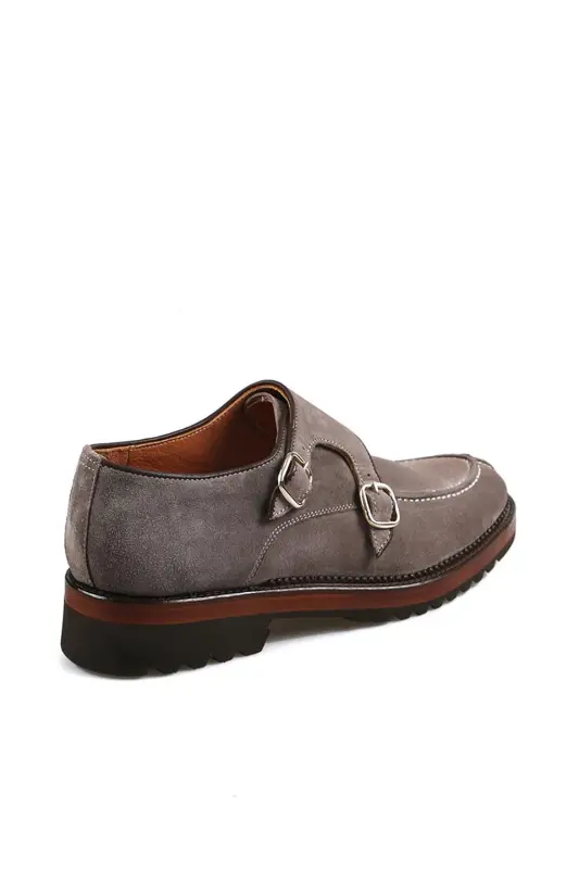Mink 100% Leather Buckled Eva Sole Suede Casual Shoes - 3