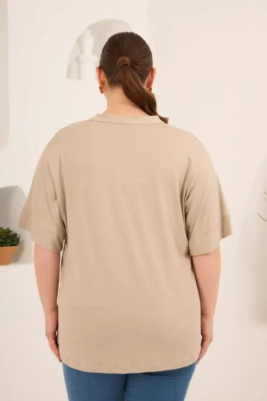 Mink Button-Down Plus Size Mandarin Collar Blouse - 5