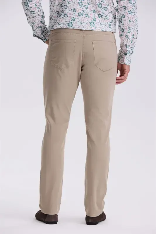 Mink Comfort Fit Cotton Loose Fit 5 Pocket Pants - 3