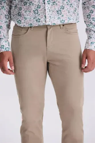 Mink Comfort Fit Cotton Loose Fit 5 Pocket Pants - 4