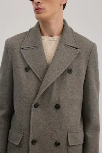 Mink Comfort Fit Crossover Wool Coat - 3