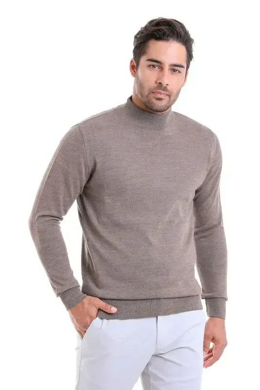 Mink Comfort Fit Plain Turtleneck Woolen Wool - 2