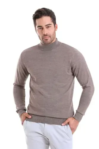 Mink Comfort Fit Plain Turtleneck Woolen Wool - 3