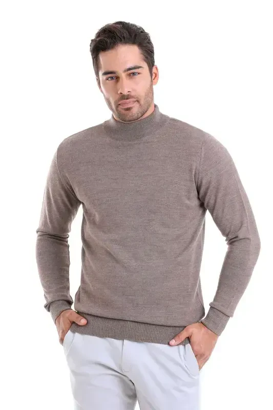 Mink Comfort Fit Plain Turtleneck Woolen Wool - 3