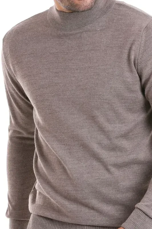 Mink Comfort Fit Plain Turtleneck Woolen Wool - 5