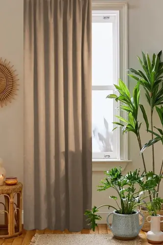 Mink Honeycomb Velvet Textured Blackout Curtain Plain Sewn Extrafor Pleated First Class Quality 