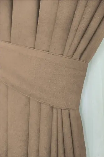 Mink Honeycomb Velvet Textured Blackout Curtain Plain Sewn Extrafor Pleated First Class Quality - 4