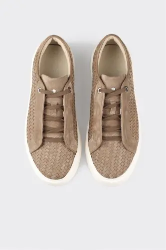 Mink Leather Men's Sneaker-Mink - 4