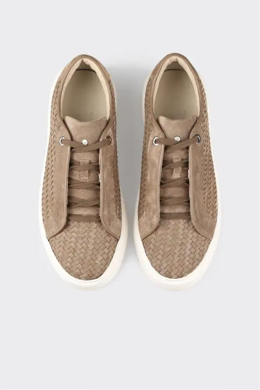 Mink Leather Men's Sneaker-Mink - 4