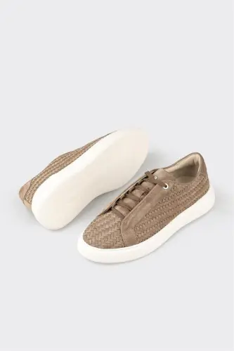 Mink Leather Men's Sneaker-Mink - 3