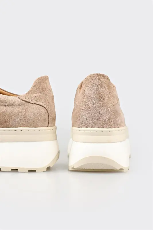 Mink Leather Women's Sneaker-Mink - 5