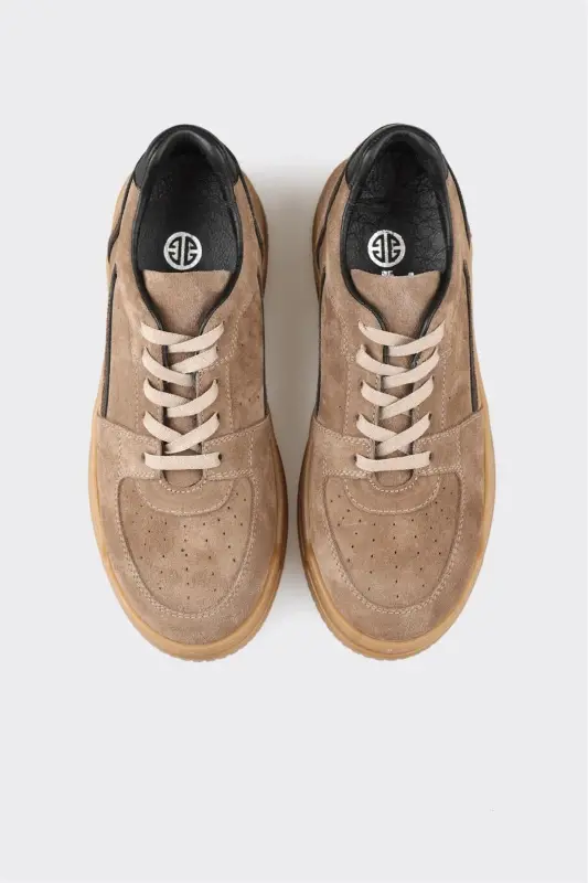 Mink Leather Women's Sneakers - Mink - 4
