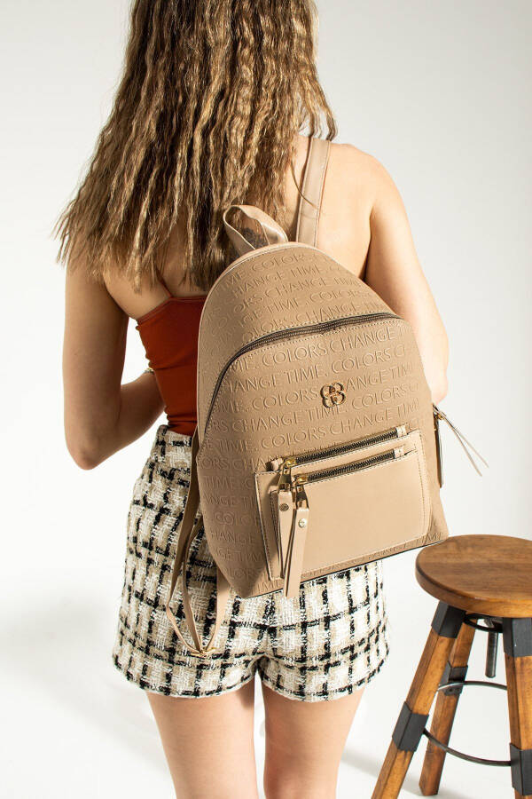 Mink Patterned Pocket Detailed Backpack - 1