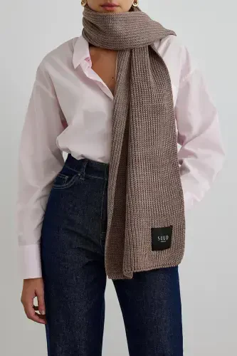 Mink Plain Knit Tricot Scarf-Mink - 3