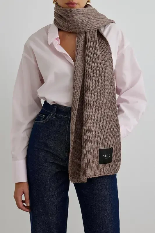 Mink Plain Knit Tricot Scarf-Mink - 3