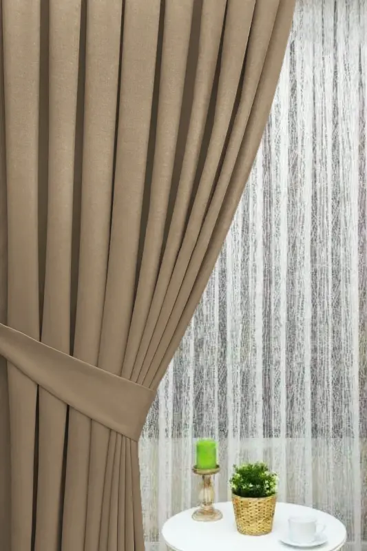 Mink Pleated Velvet Blackout Curtain High Quality Single Panel - 3