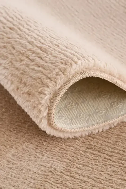 Mink Post Weaving Carpet Plush Rabbit Fur Feeling Antibacterial-Beige - 6