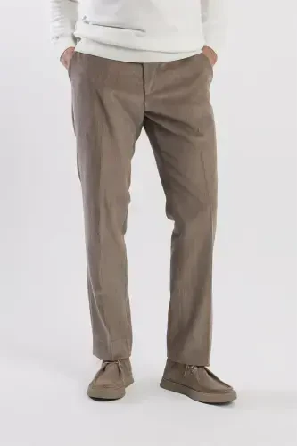 Mink Regular Fit 100% Cotton Velvet Trousers - 3