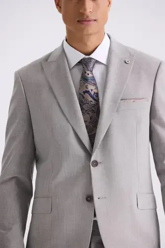 Mink Regular Fit Peaked Lapel Wool Suit - 3