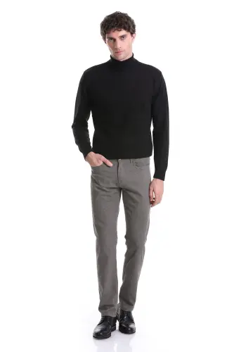 Mink Regular Fit Plain 5 Pocket Cotton Jeans-V - 2