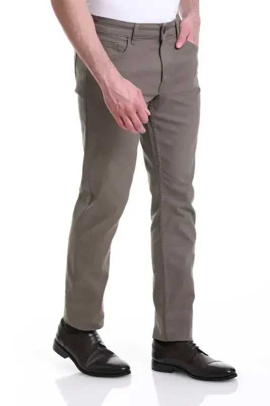 Mink Regular Fit Plain 5 Pocket Cotton Jeans-V - 3