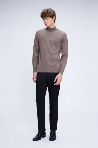 Mink Regular Fit Plain Turtleneck Wool Knit - HATEMOĞLU (1)