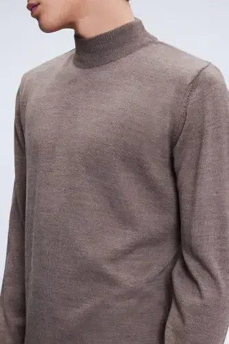 Mink Regular Fit Plain Turtleneck Wool Knit - 4